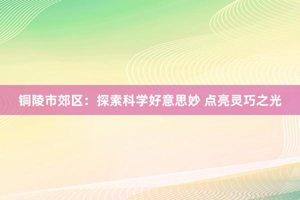 铜陵市郊区：探索科学好意思妙 点亮灵巧之光