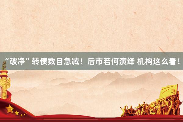 “破净”转债数目急减！后市若何演绎 机构这么看！