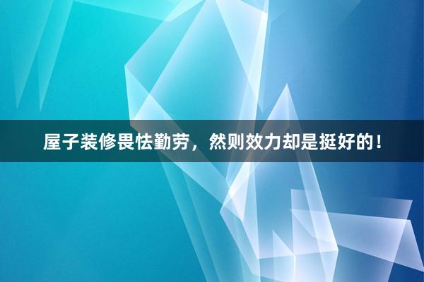 屋子装修畏怯勤劳，然则效力却是挺好的！