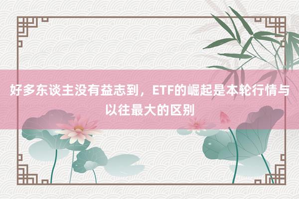 好多东谈主没有益志到，ETF的崛起是本轮行情与以往最大的区别