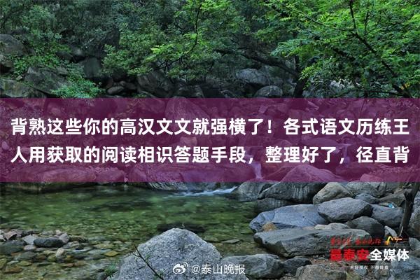 背熟这些你的高汉文文就强横了！各式语文历练王人用获取的阅读相识答题手段，整理好了，径直背