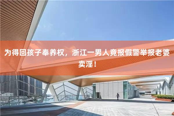 为得回孩子奉养权，浙江一男人竟报假警举报老婆卖淫！